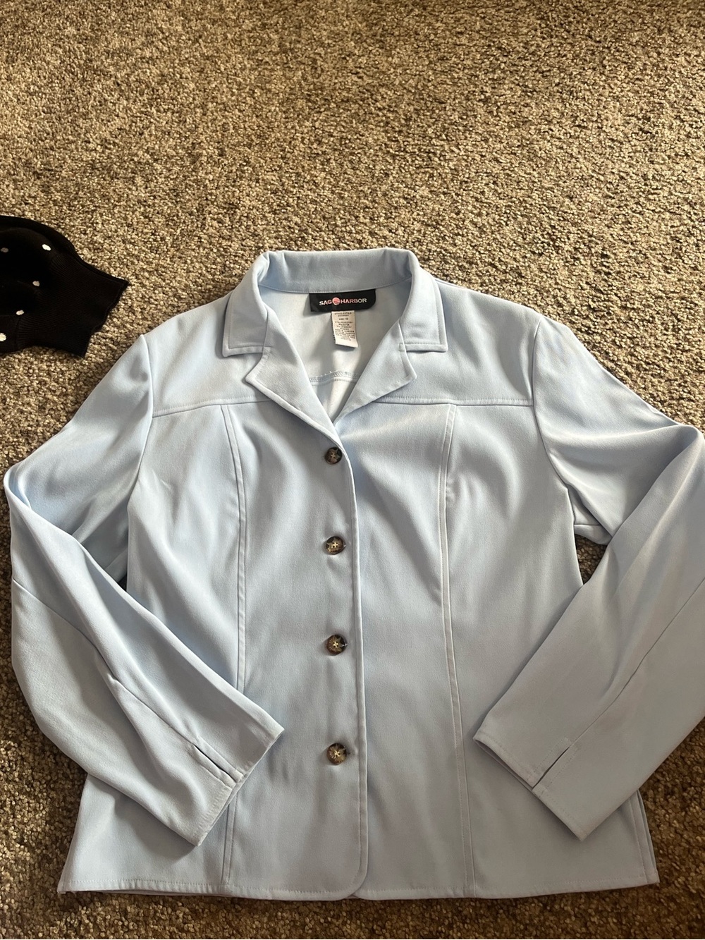 Sag Harbor Pale Blue Women's Button-Front Blazer